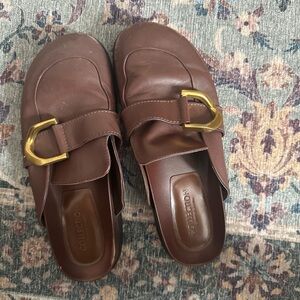 Charles & Keith Dark Brown Leather Clogs